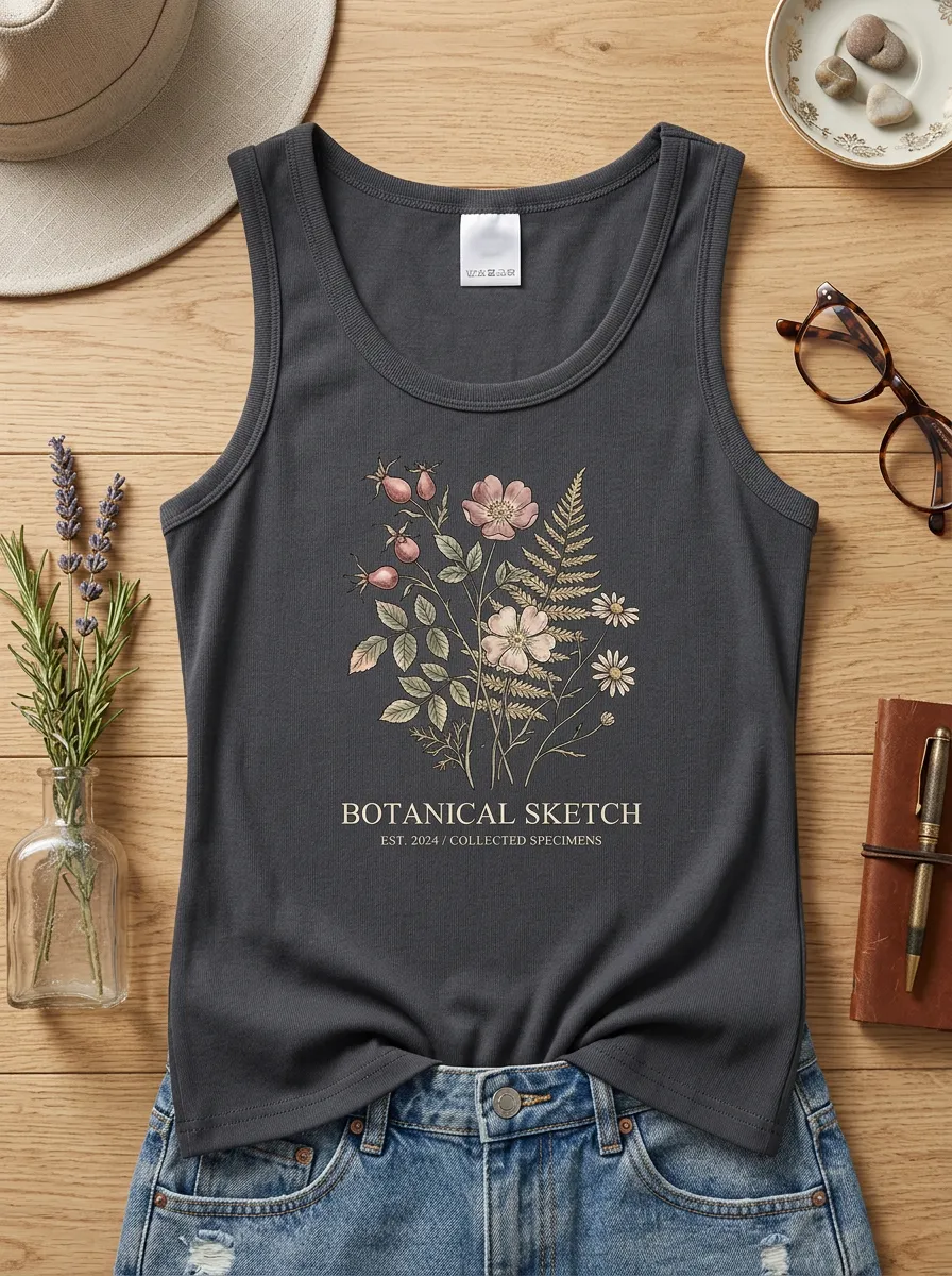 Women's Botanical Nature Lover Wildflower Printed Tank Top