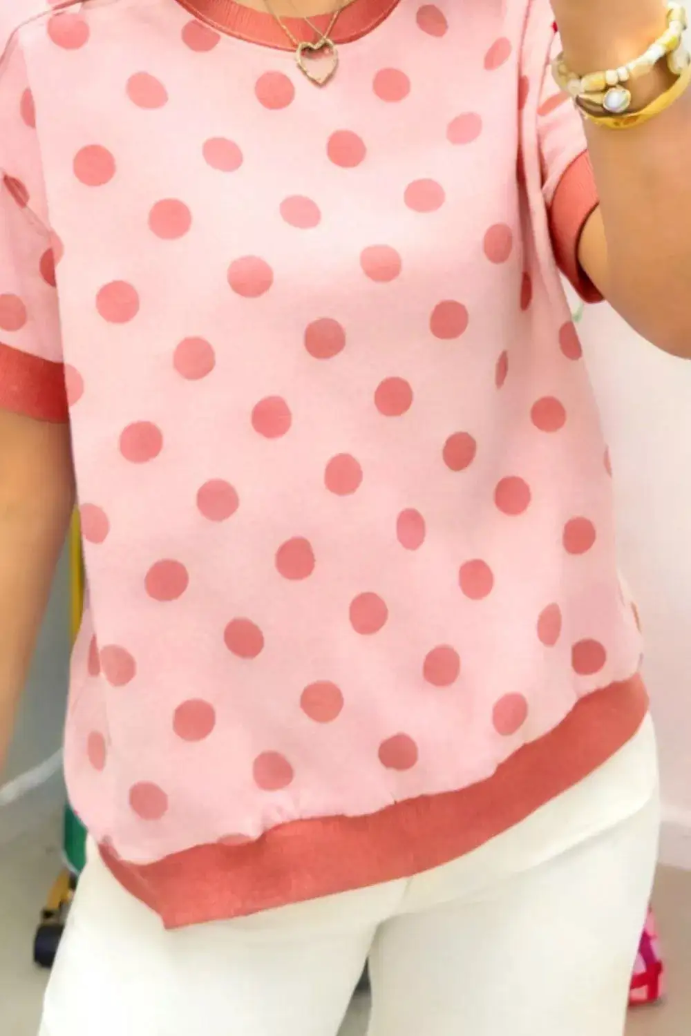 Polka Dot Short Sleeve T Shirt