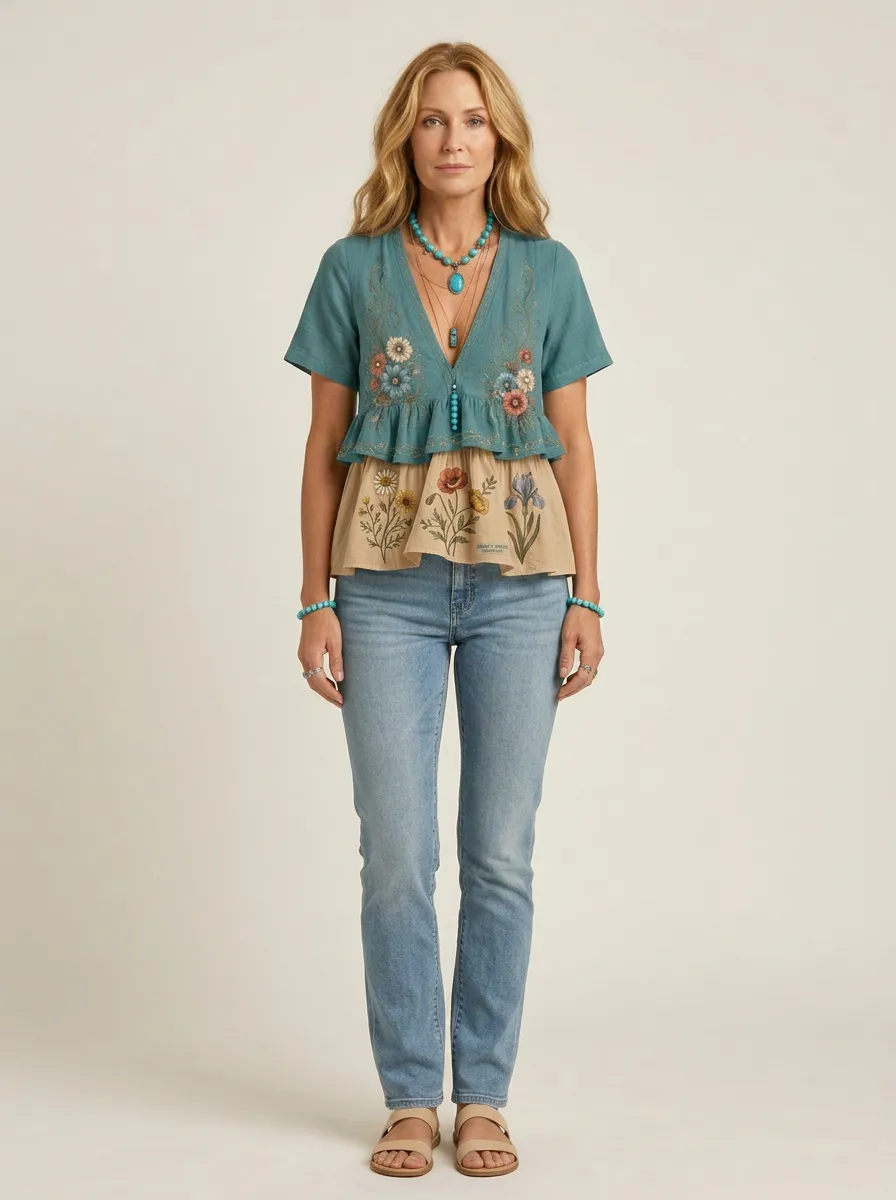 Women's Boho Floral Vintage Wildflower Printed Sleeveless Top