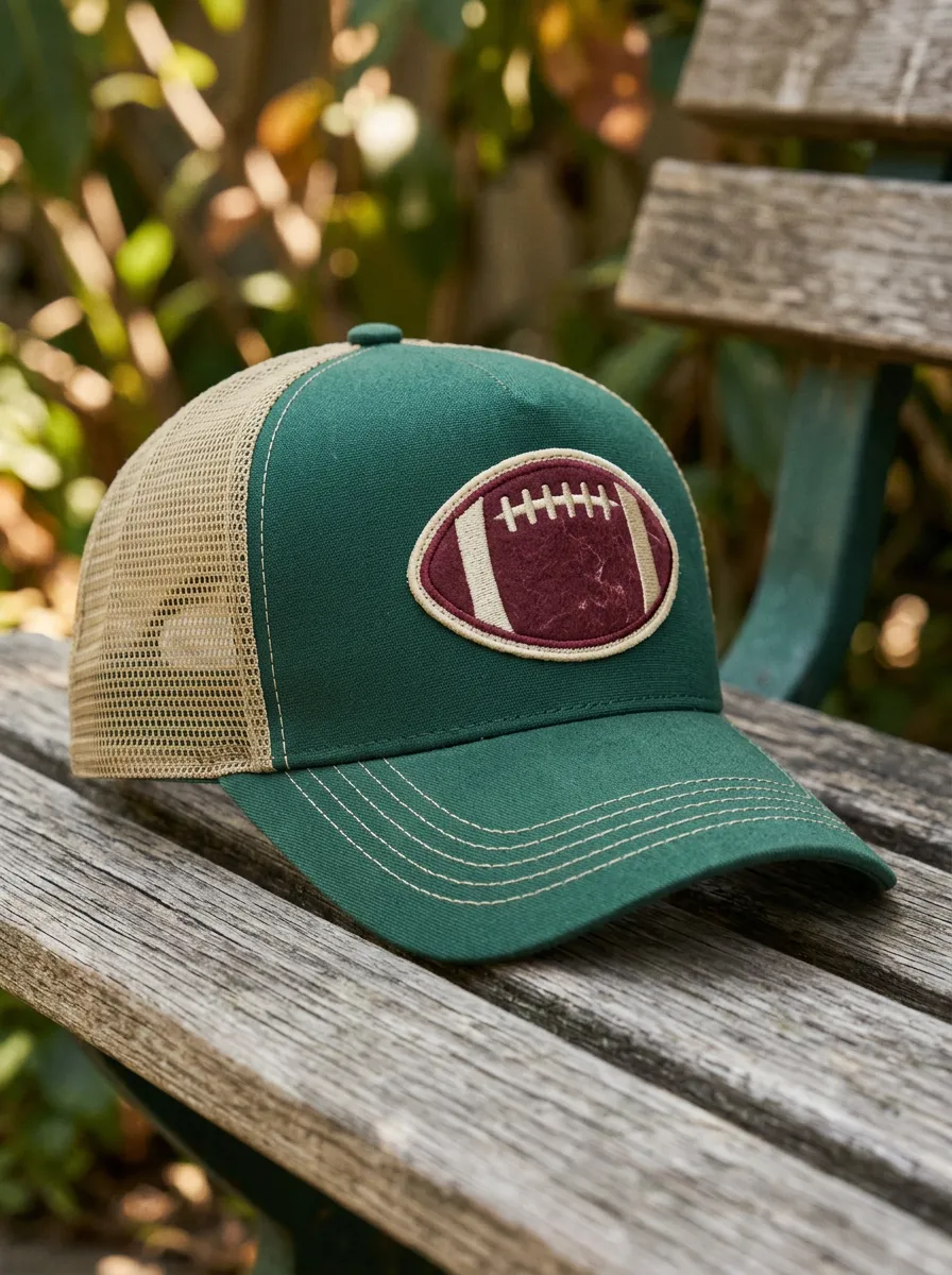Unisex American Football Lover Rugby Ball Embroidered Mesh Trucker Hat