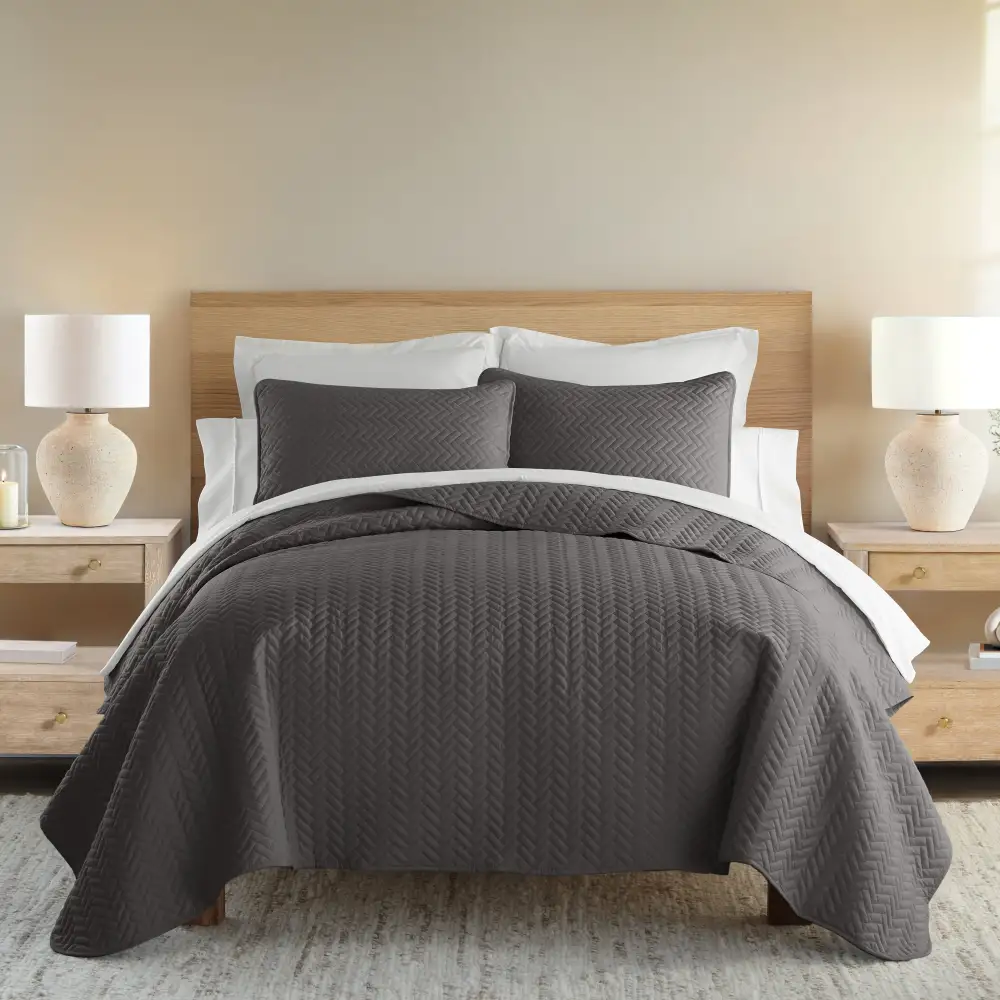Herringbone Quilted Coverlet Set