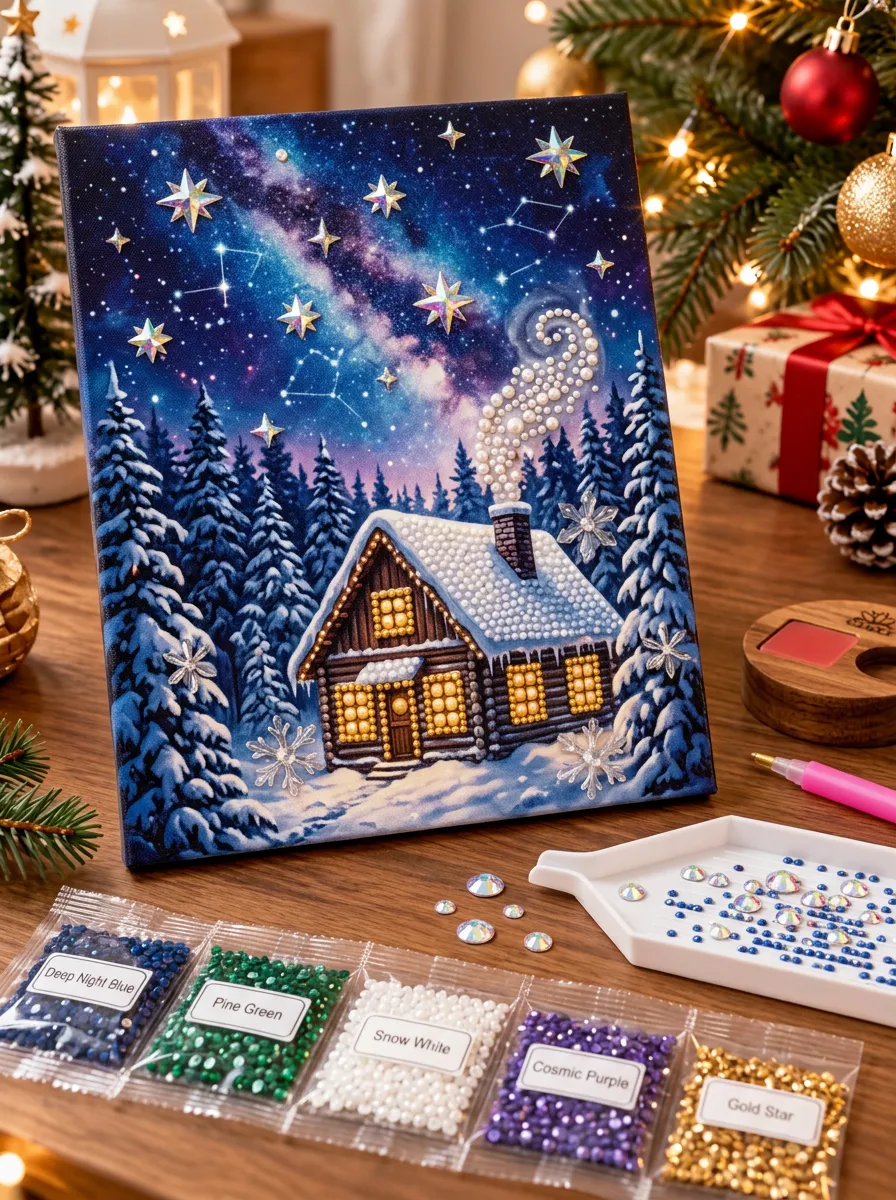 Galaxy Cabin Starry Night Christmas DIY Diamond Painting Kit