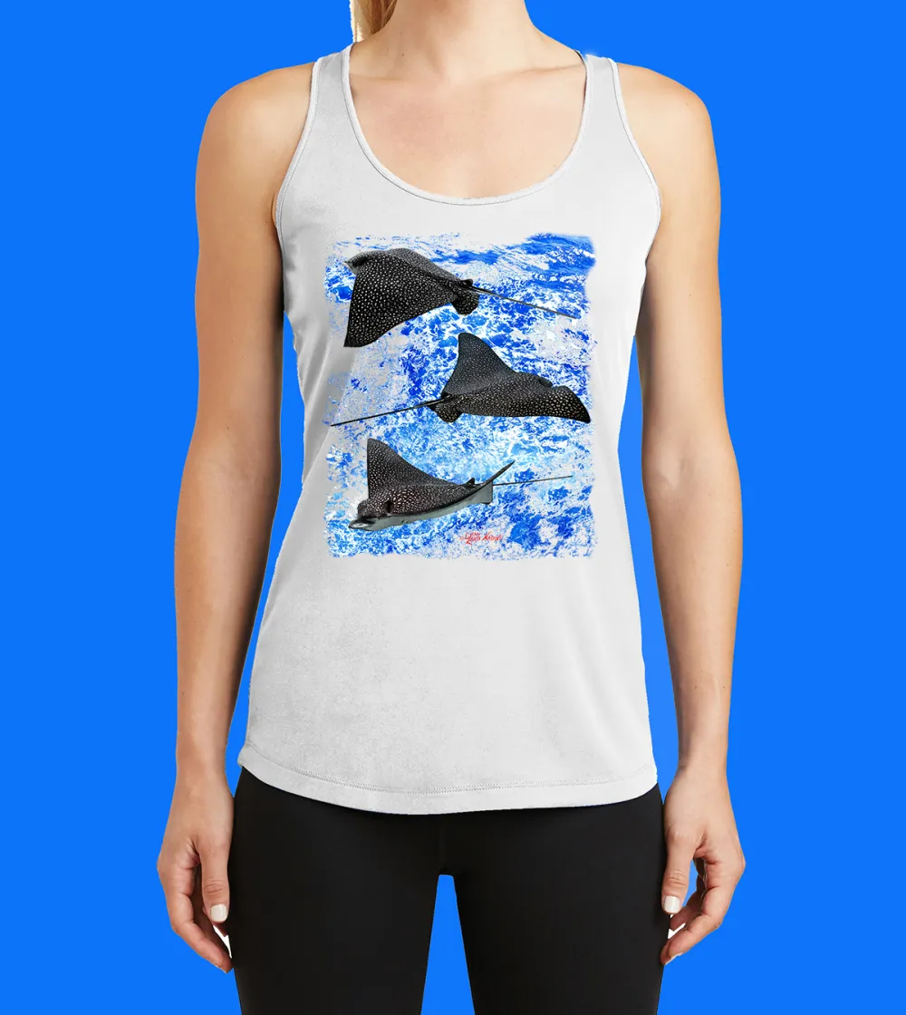 Eagle Rays & Blue Water Print Racerback Tank Top