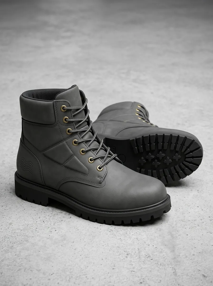 Unisex Minimalist Wave Pattern Print Work Boots
