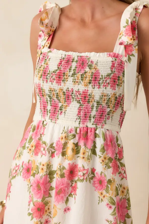 Floral Smocked Midi Dress