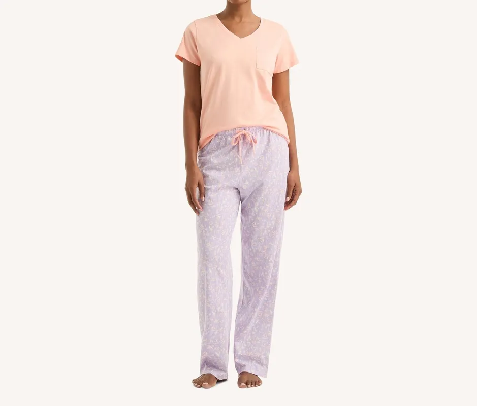 Coral Lilac Long Pants Pajama Set
