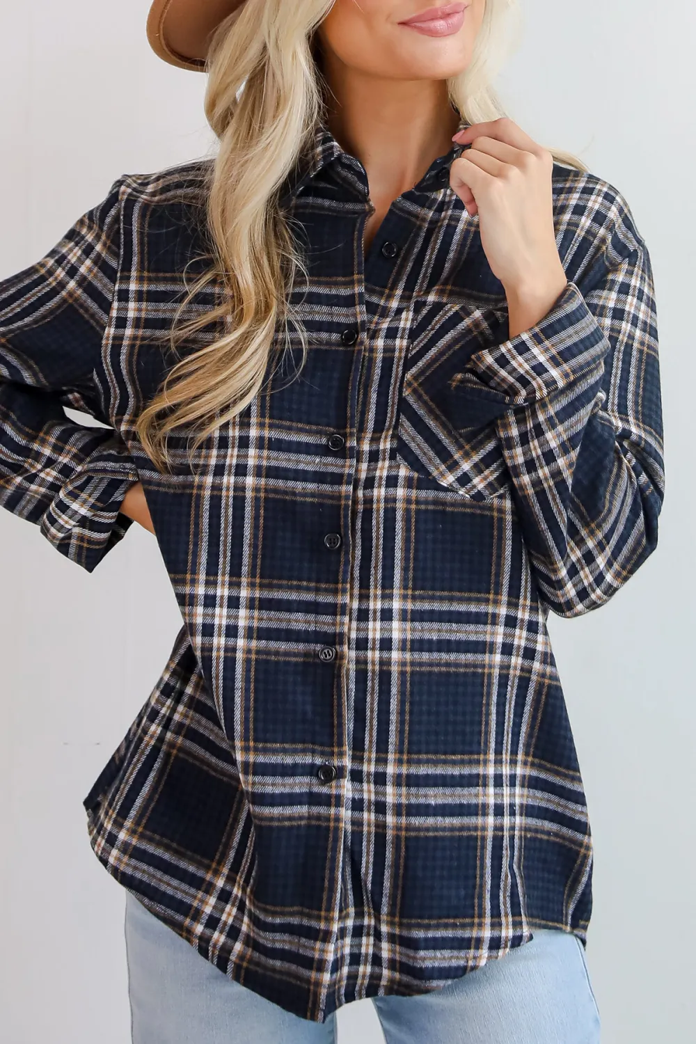 Long Sleeve Blue Plaid Flannel