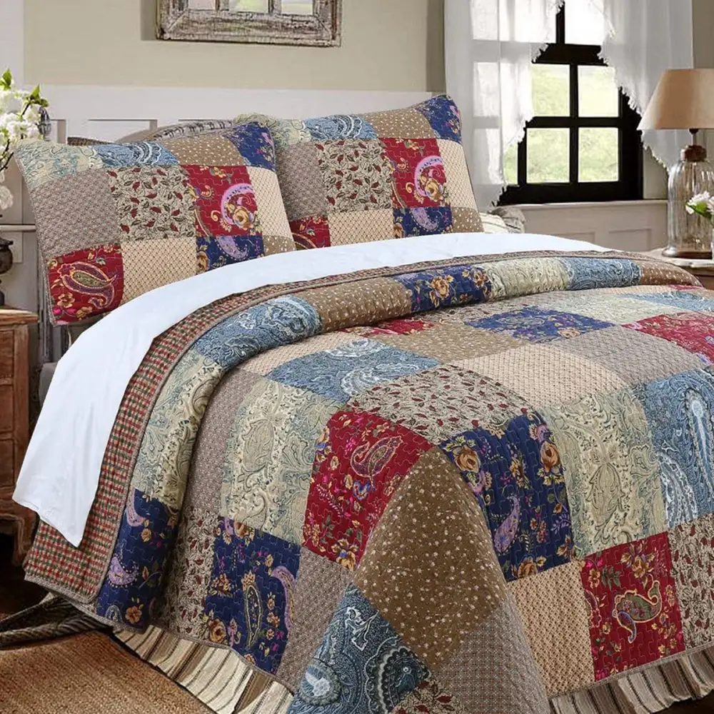 Cozy Cotton Floral Paisley Patchwork Quilt Bedding Set