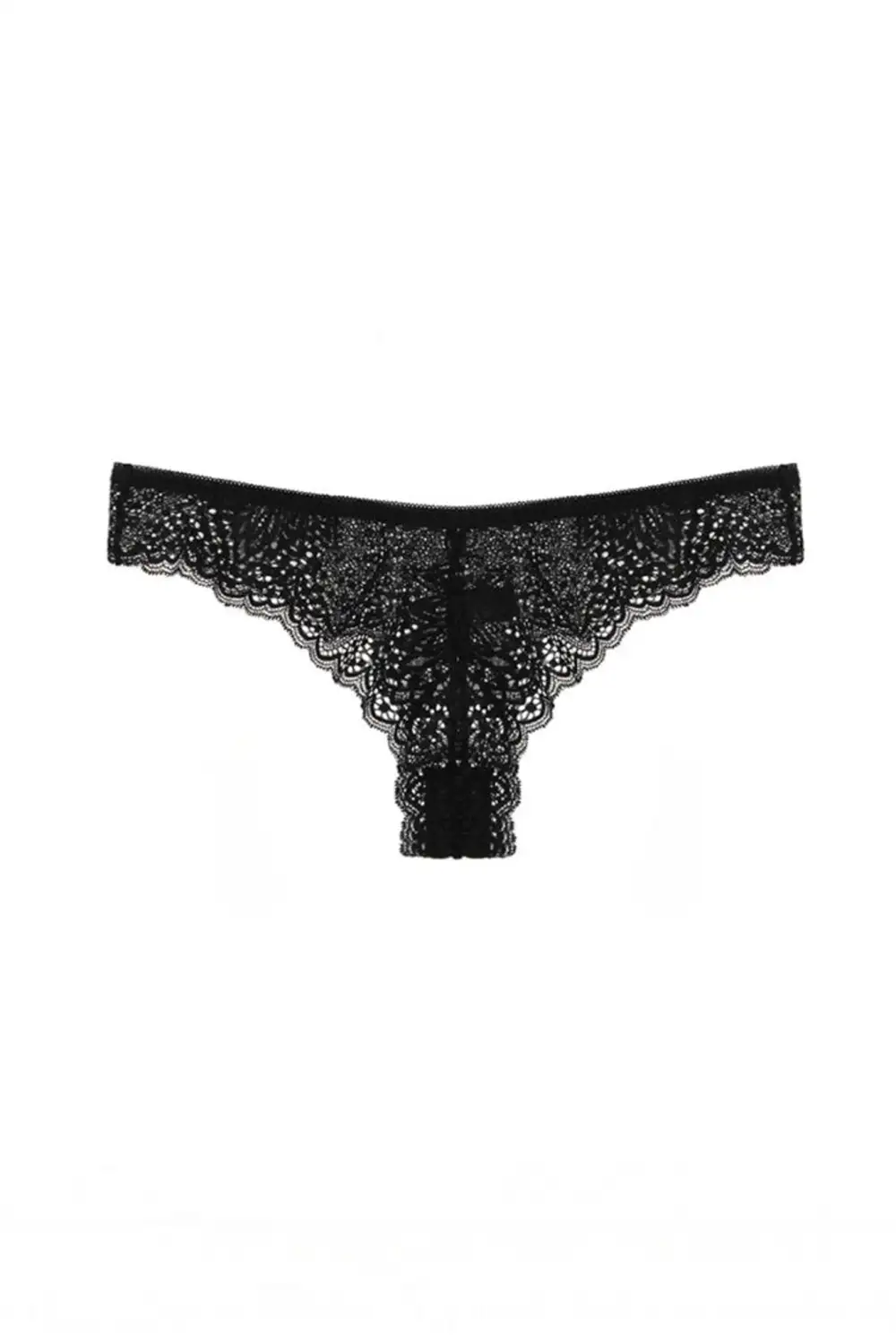 Floral Lace Mid Waist Elastic Waist Thong