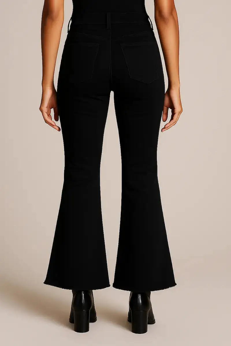 Rhinestone Detail Western Style Flare Denim Jeans