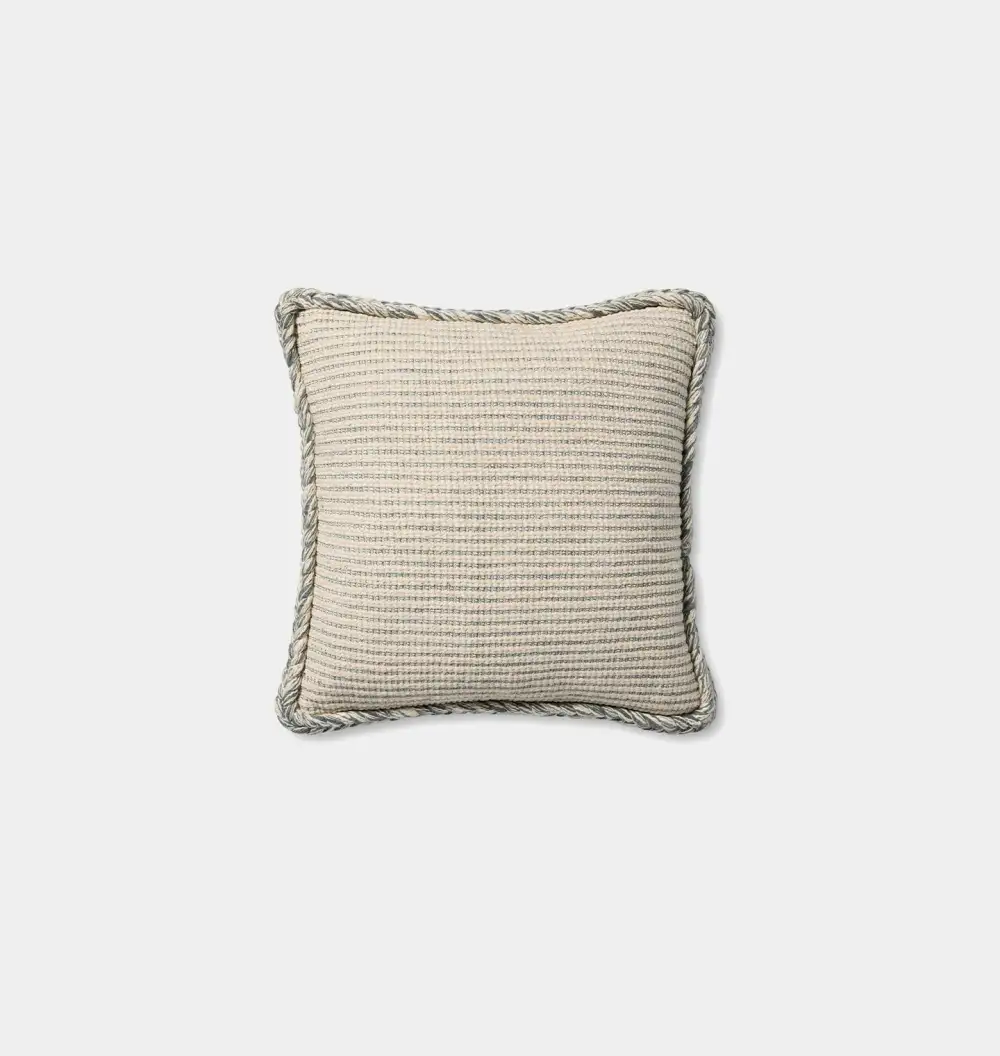 Natural and Blue Woven Pattern Square Sofa Throw Pillow