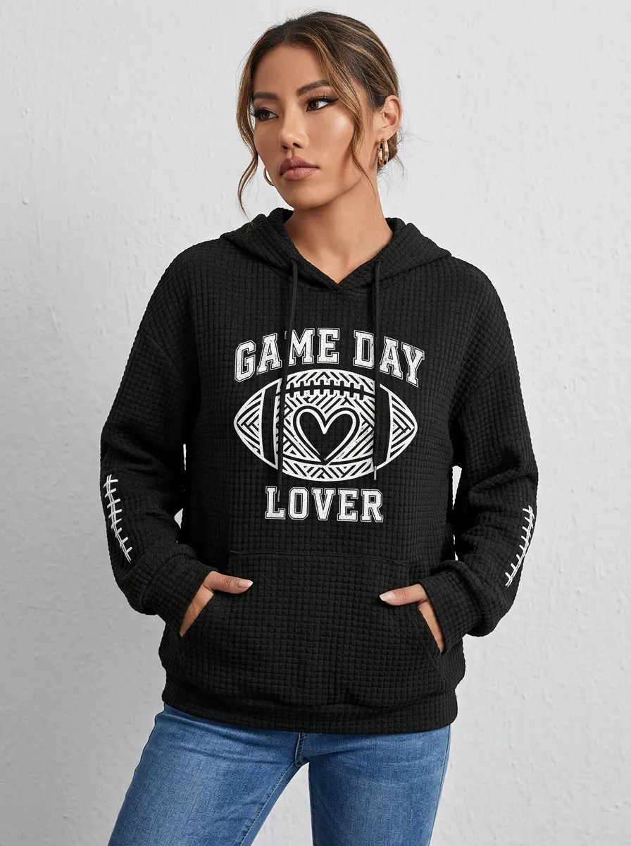 Football Graphic Casual Hoodie
