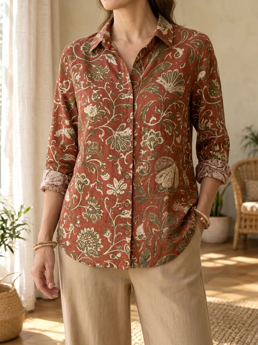 Women's Meadow Vintage Floral Botanical Shirt