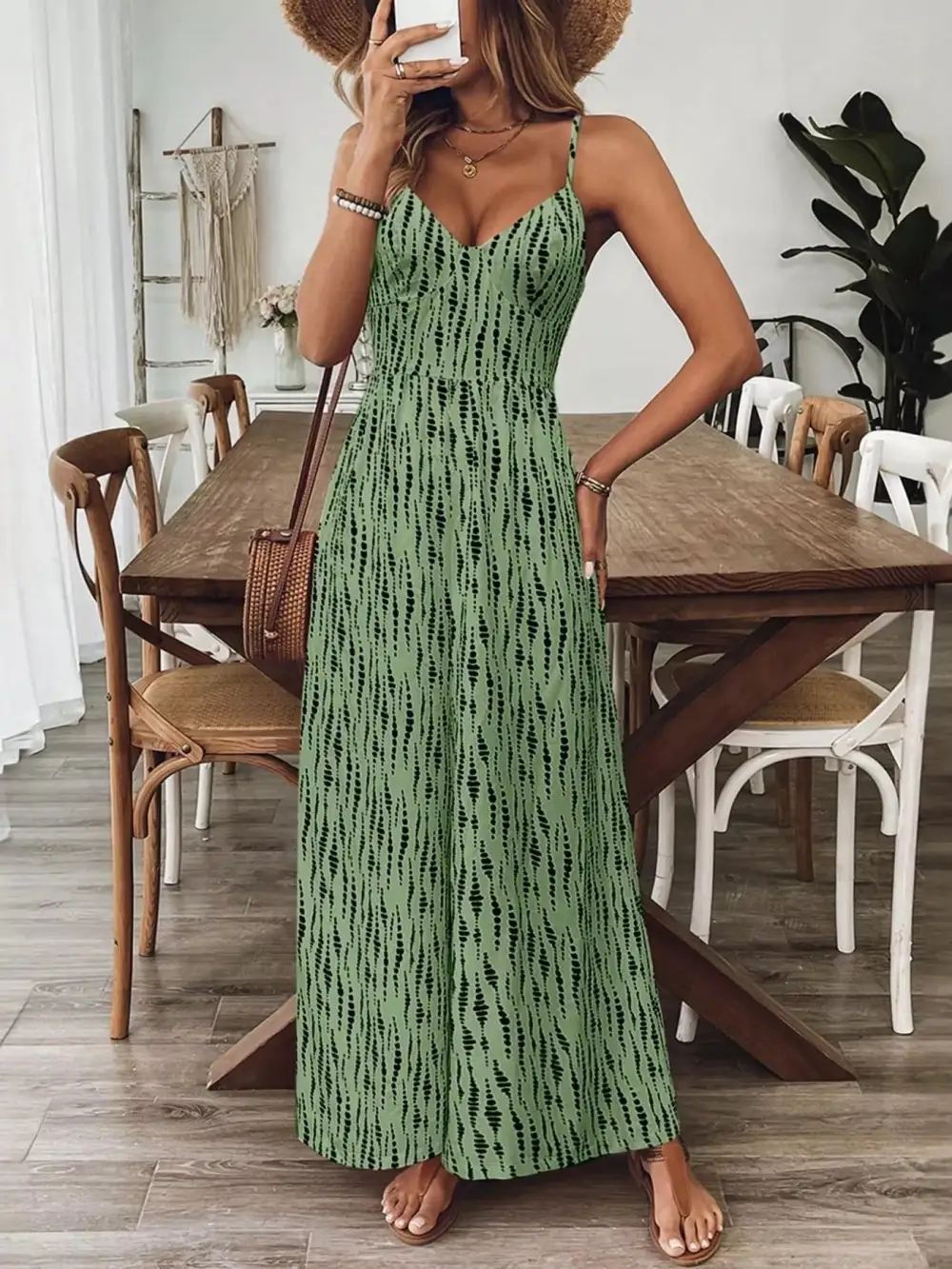 Spaghetti Strap Wide Leg Jumpsuit Accessory