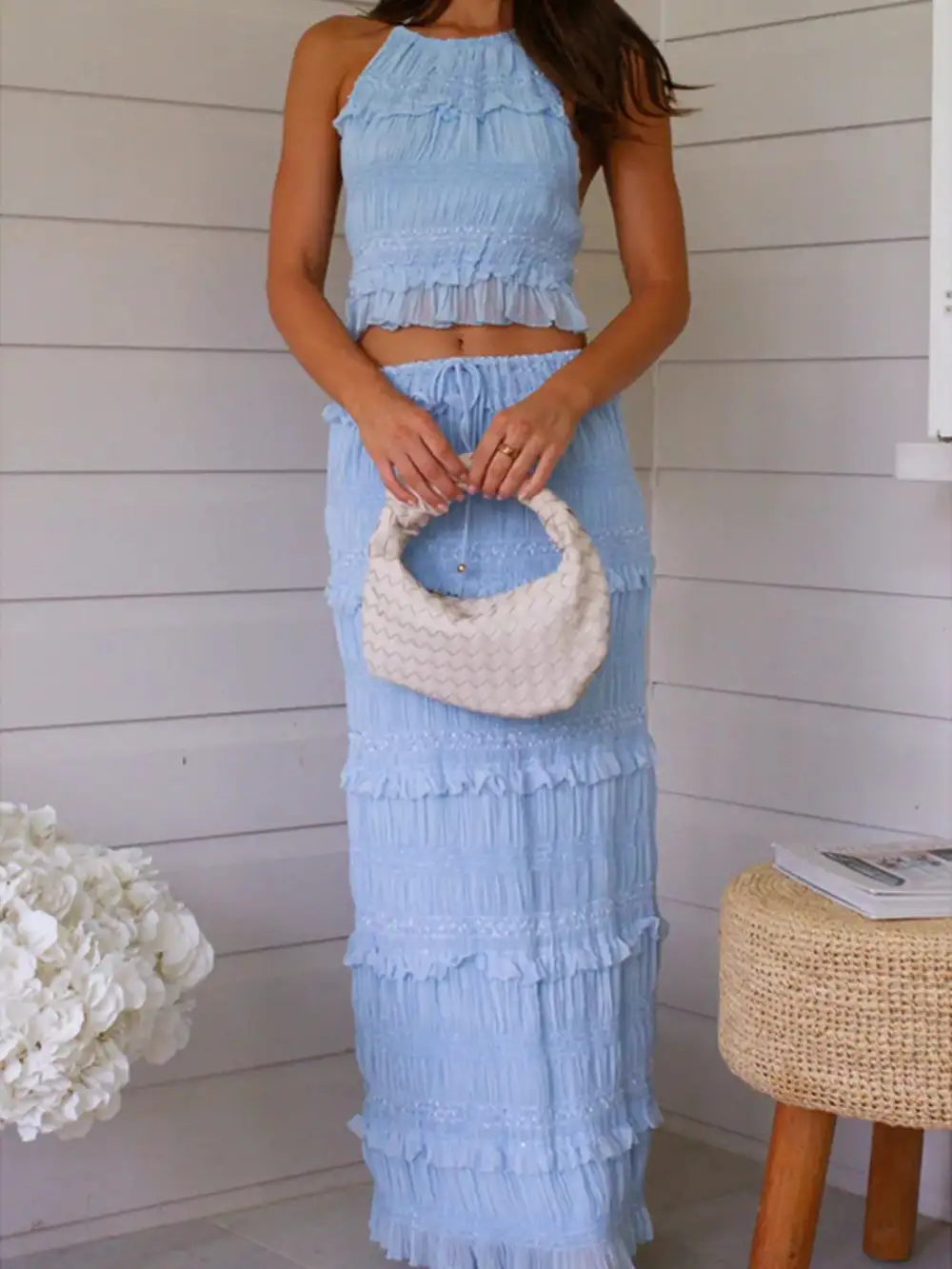 Elegant Sleeveless Top And Maxi Skirt Set