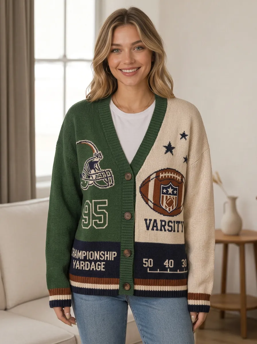 Women's Gridiron Helmet Graphic Knit Cardigan