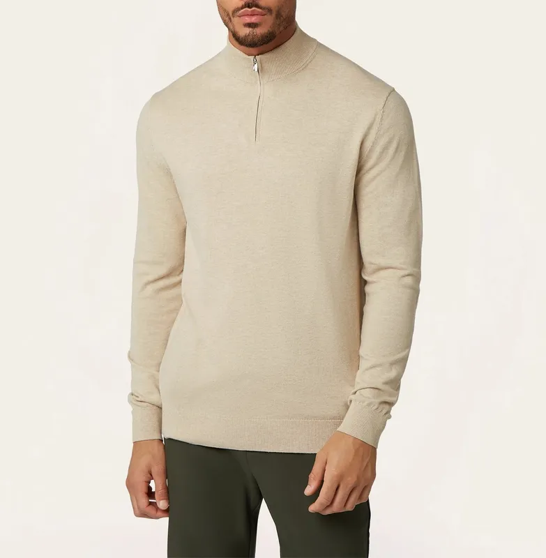 Soft Wool-Blend Half Zip Sand