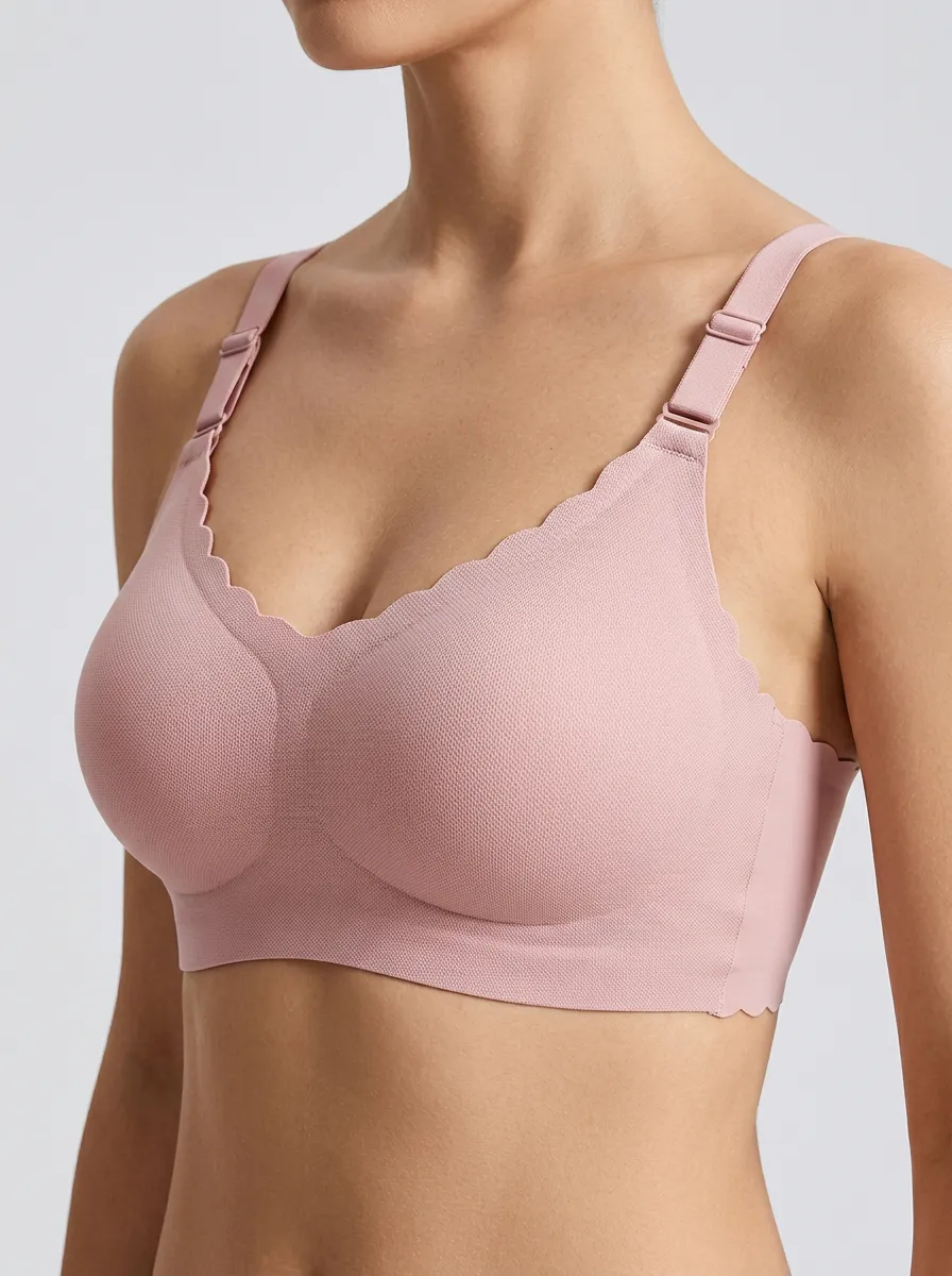 Refined Wireless Seamless Scalloped Classic Look Women's Bra