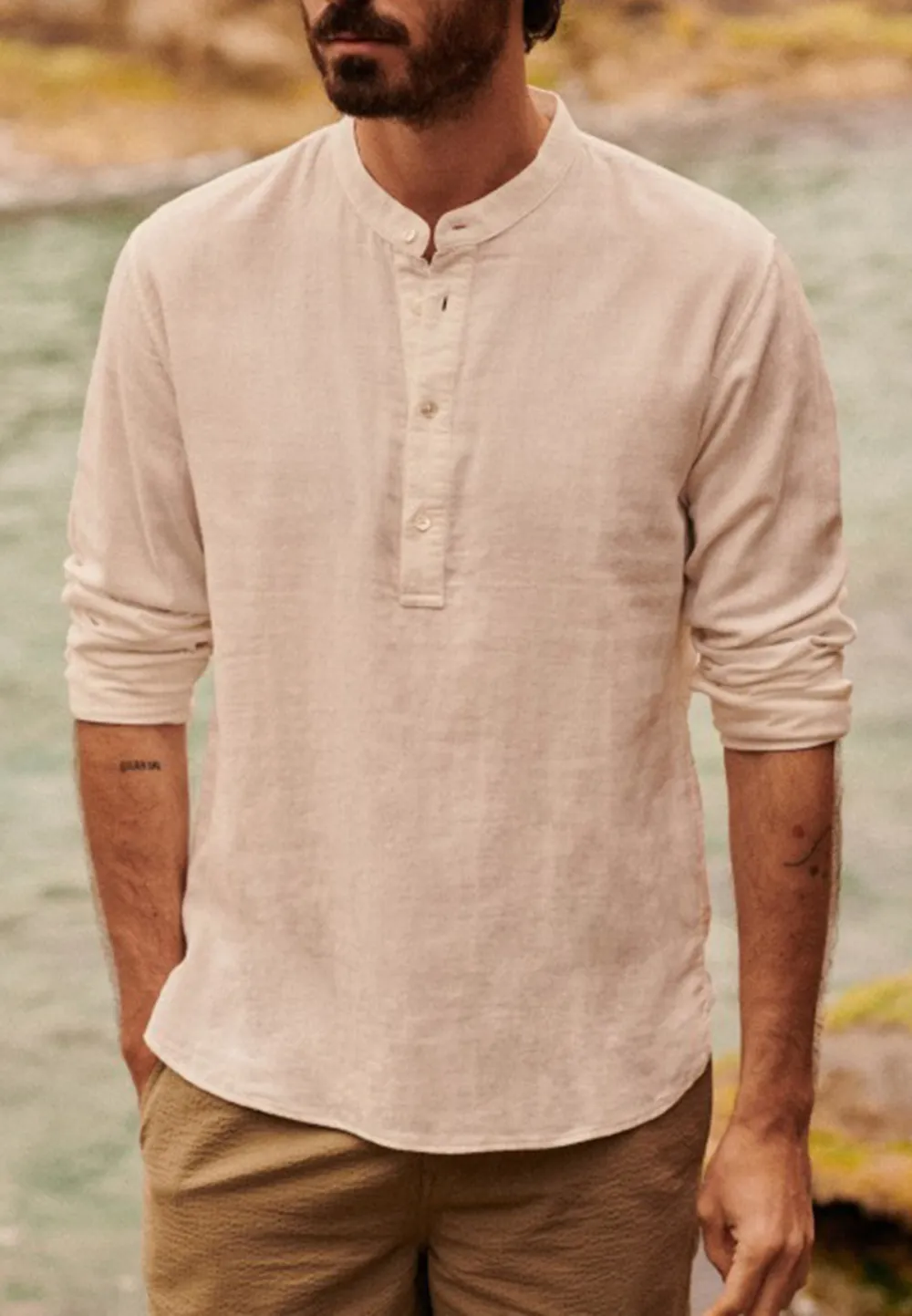 Navy Blue Cotton Linen Blend Regular Fit Shirt