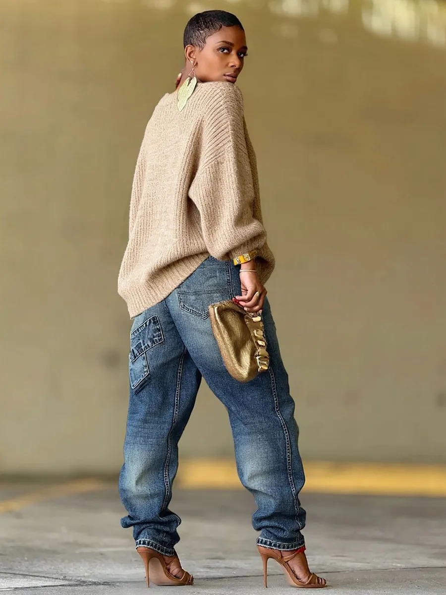 Charis Distressed Patchwork Denim Jeans