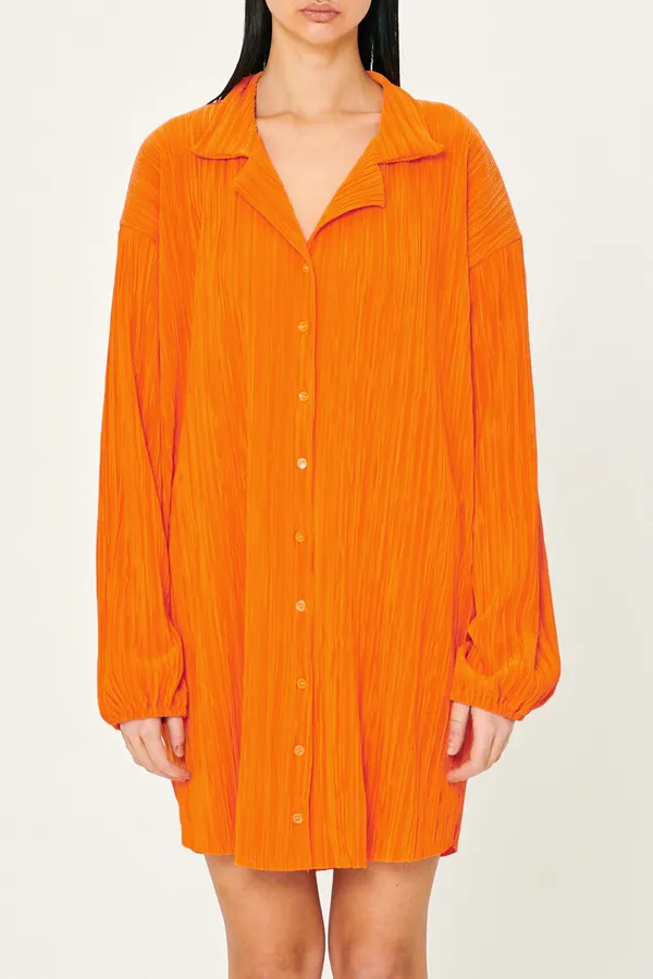 Plisse Shirt Dress