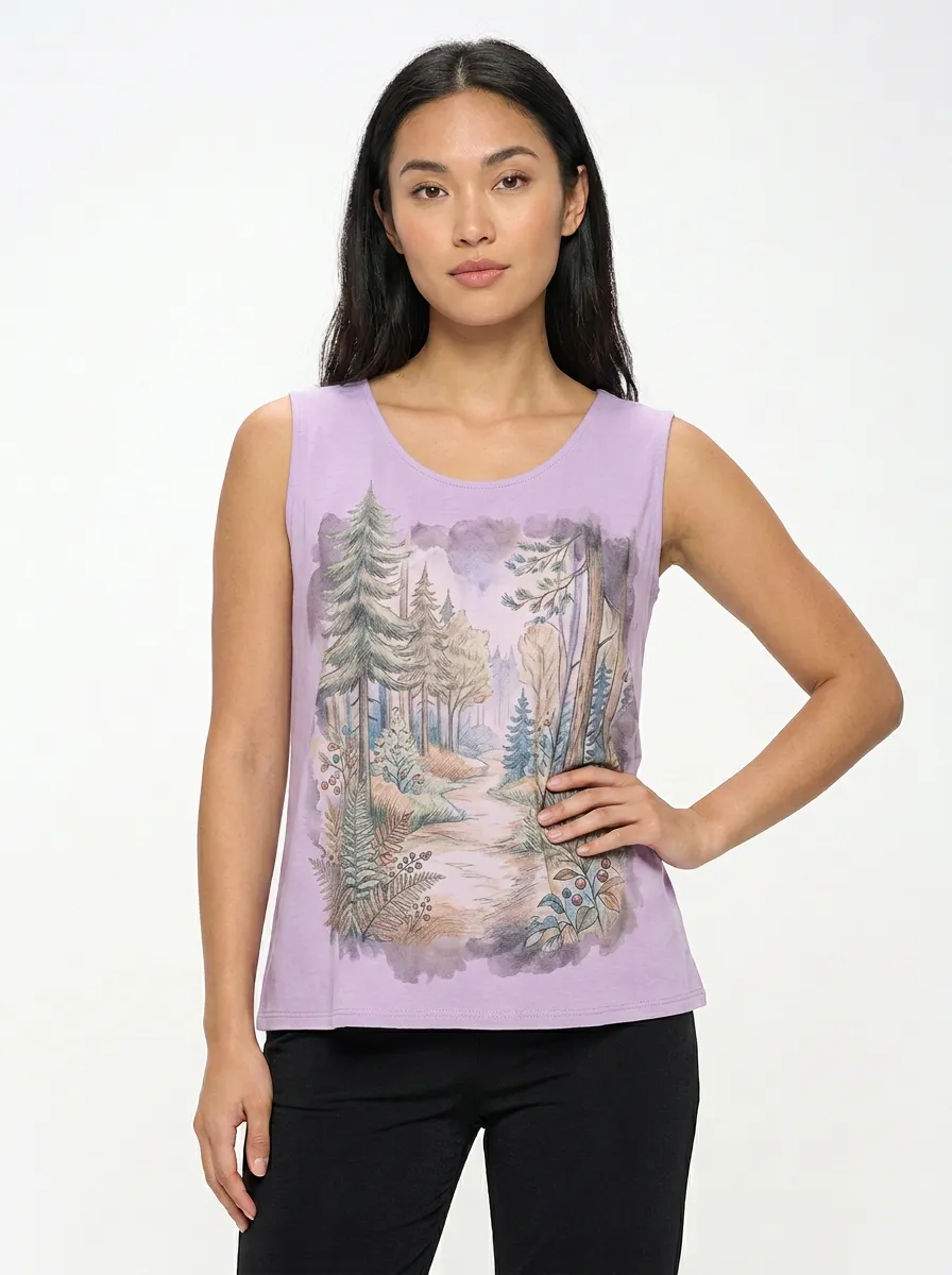 Women's Nature Lover Forest Landscape Printed Tank Top