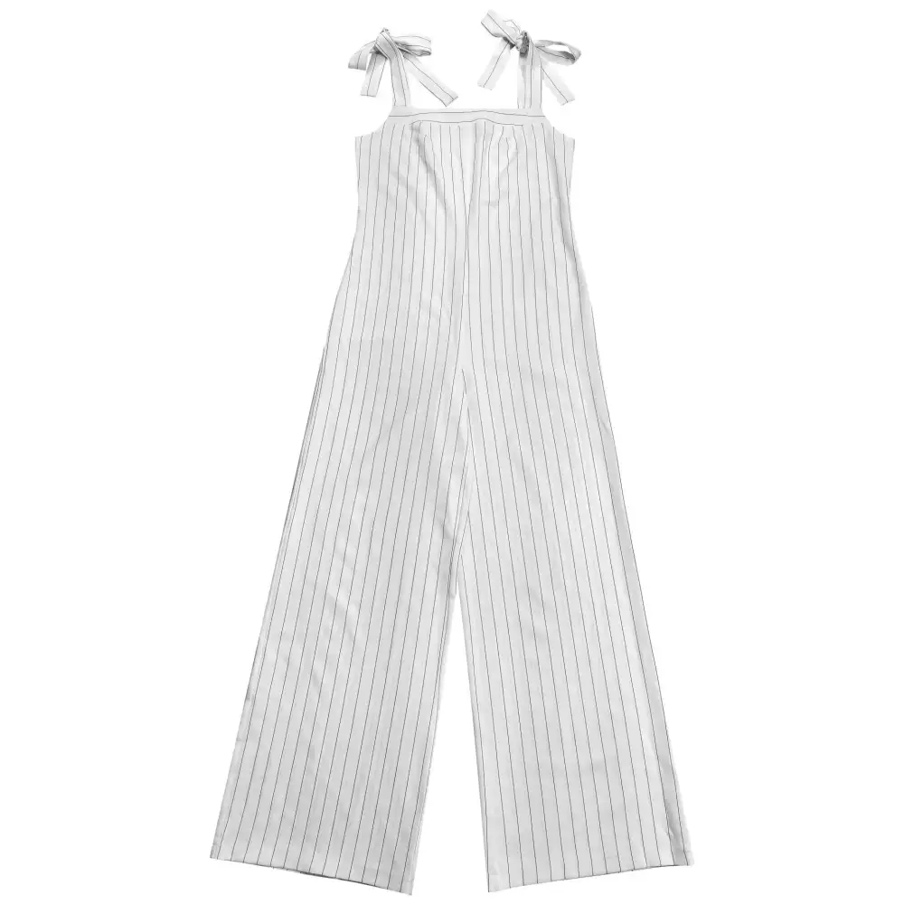 Striped Tie Shoulder Wide Leg Jumpsuit