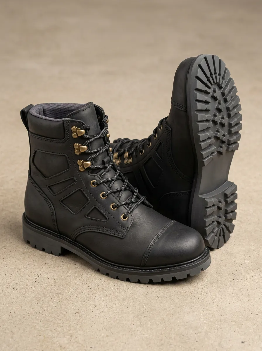 Unisex Distinctive Tactical Outdoor Leather Print Work Boots
