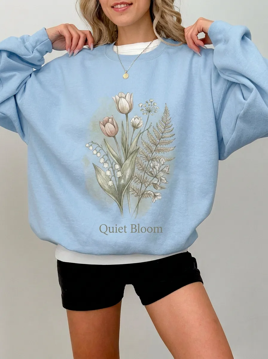 Women's Botanical Nature Lover Quiet Bloom Printed Sweatshirt