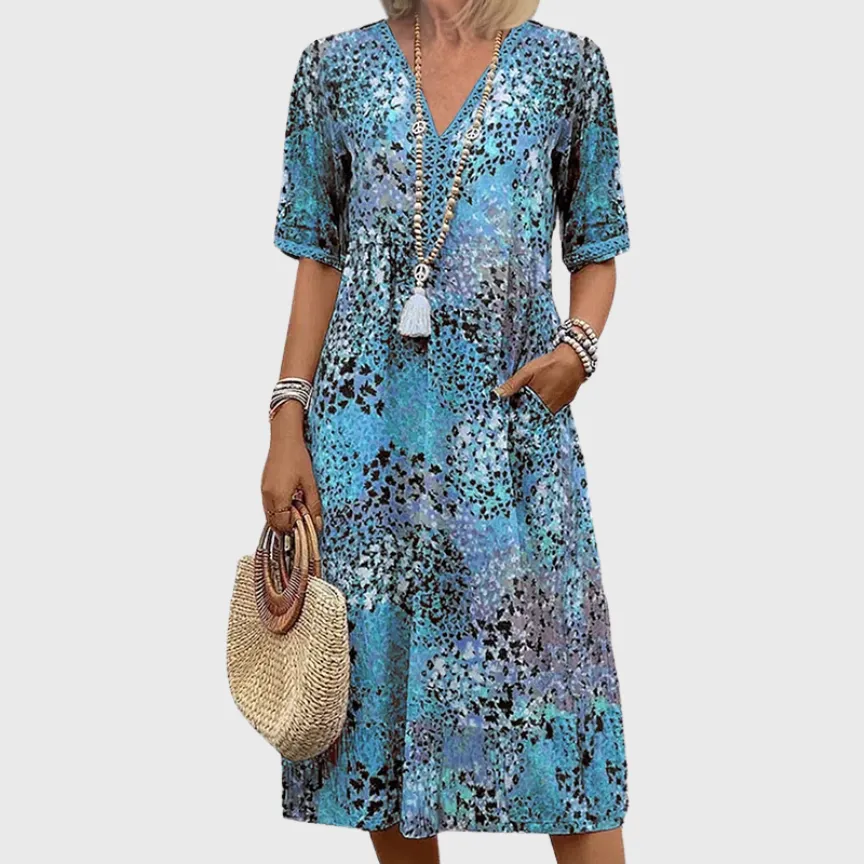 Printed Flowing Relaxed Midi Dress