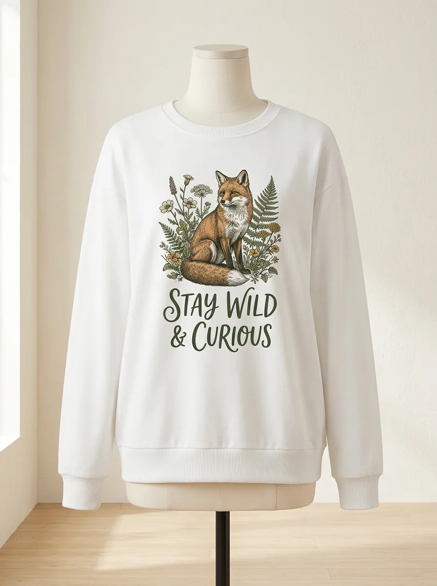 Nature Lover Fox Floral Stay Wild Sweatshirt