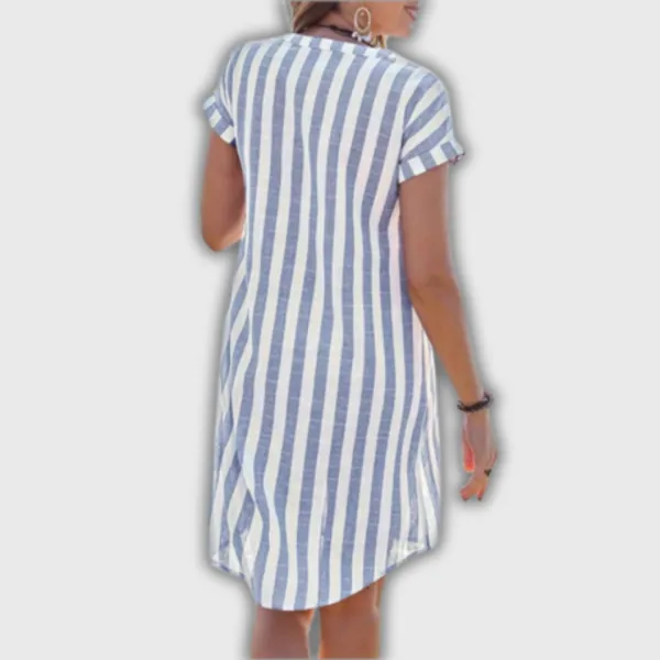 Striped Cotton Relaxed Midi Dress