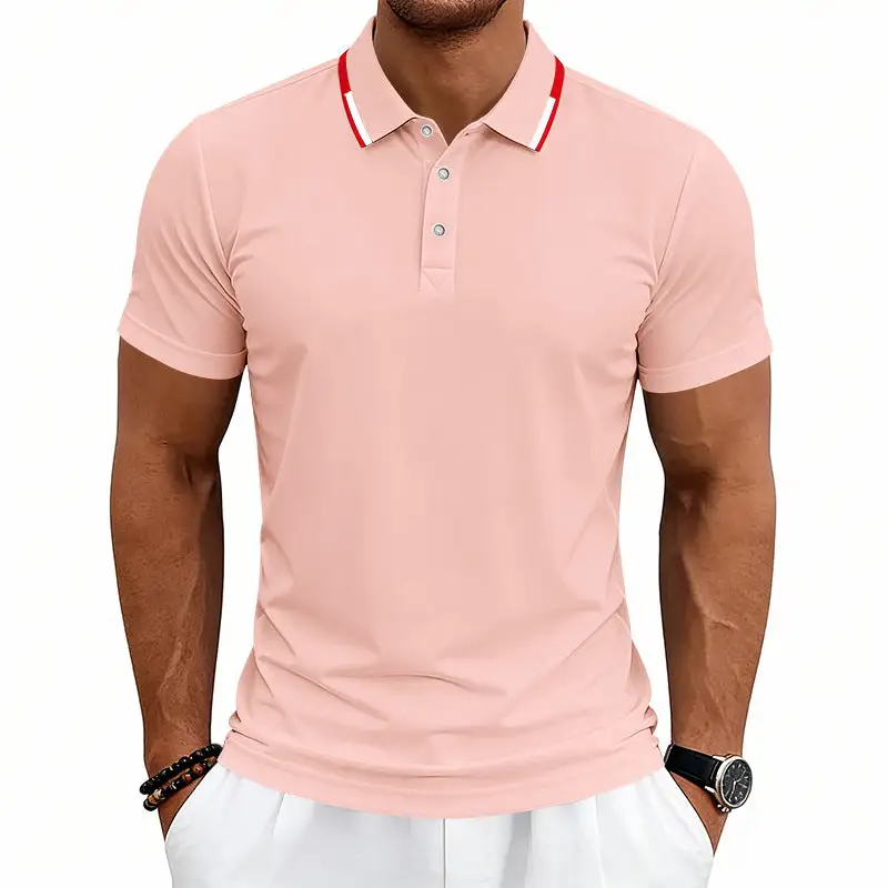 Pique Contrast Trim Short Sleeve Tailored Polo Shirt