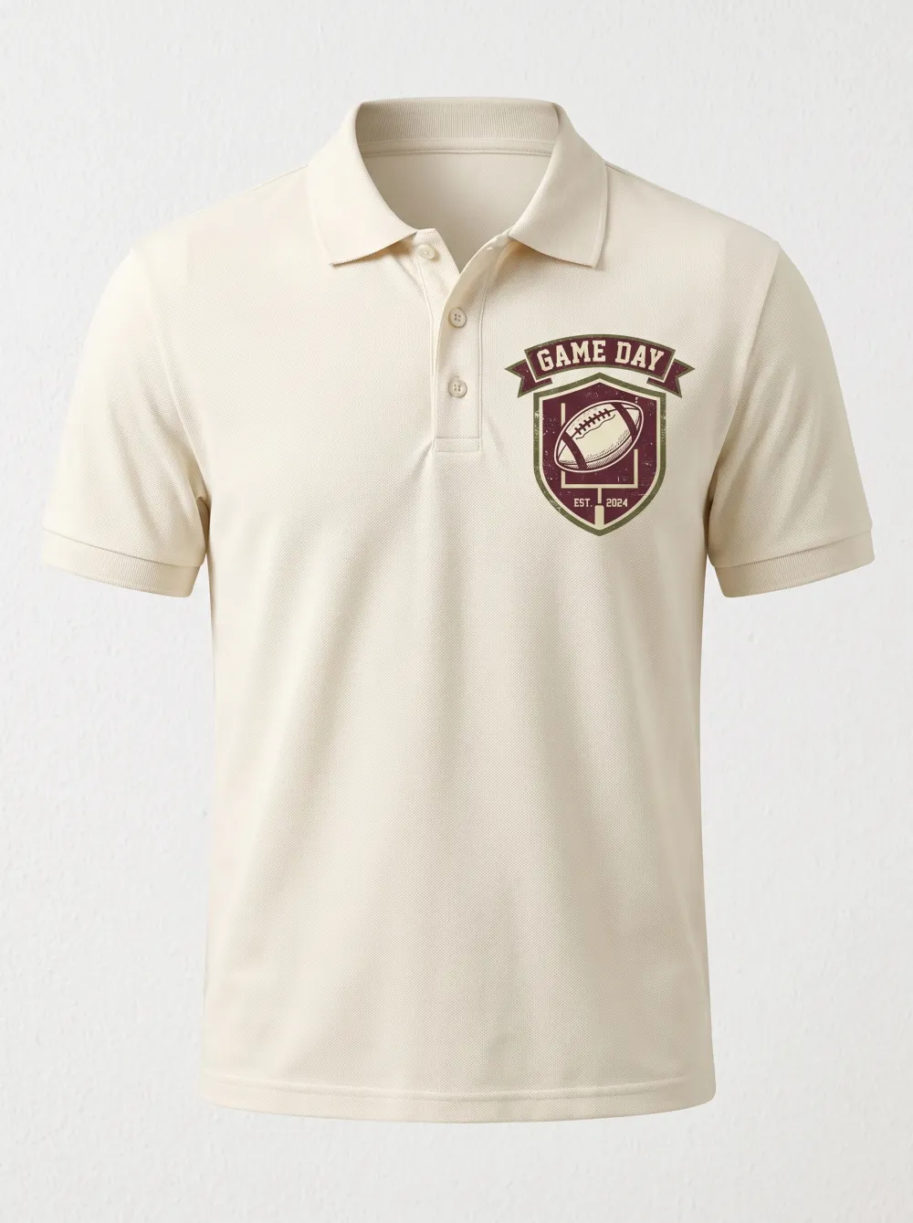 Men's Classic American Football Game Day Shield Printed Polo Shirt