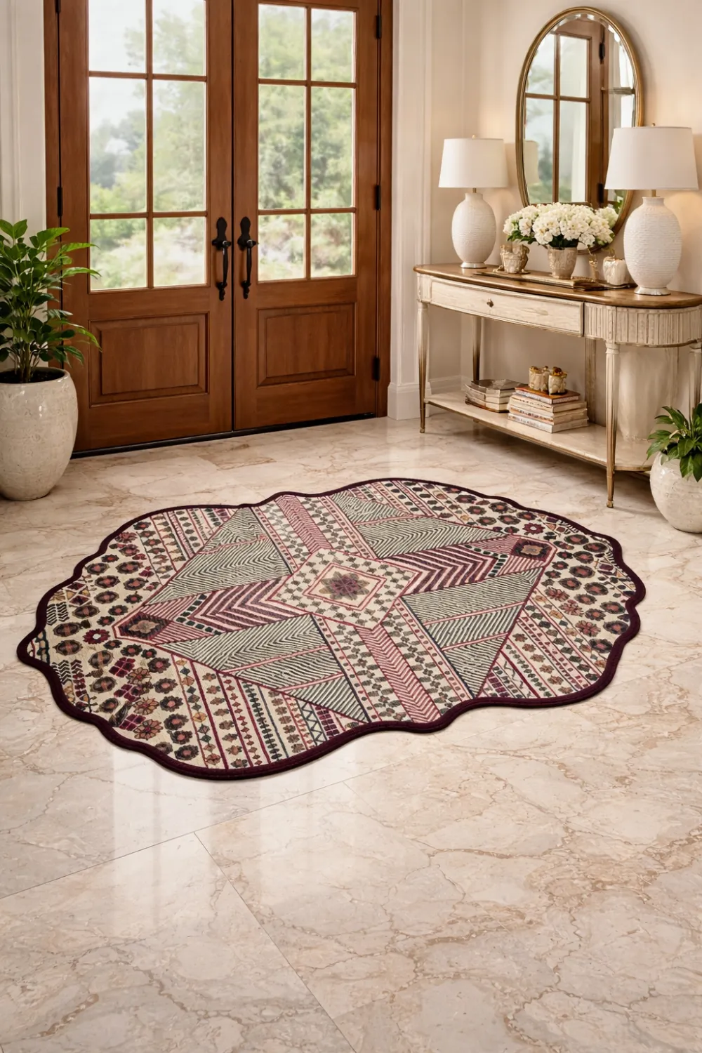 Geometric Traditional PET Entryway Doormat