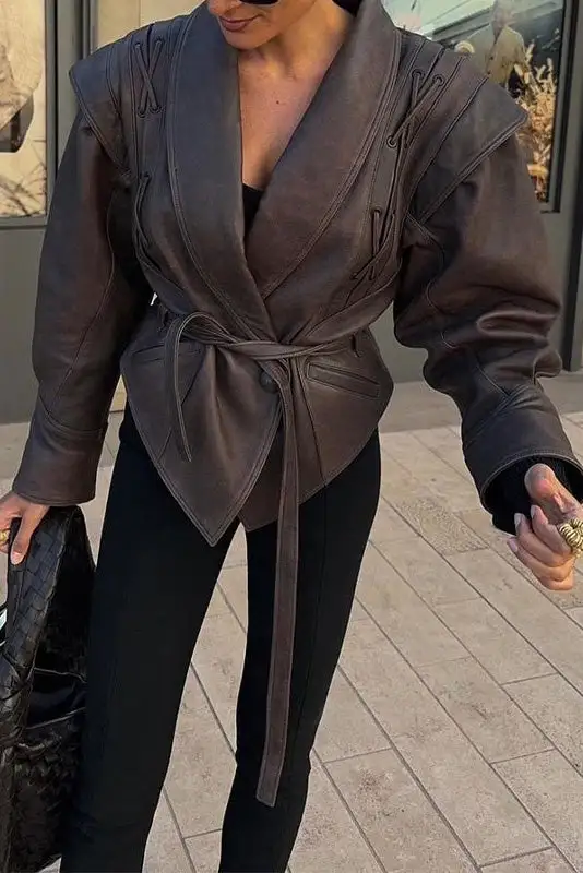 Lace-Up Leather Lace Jacket