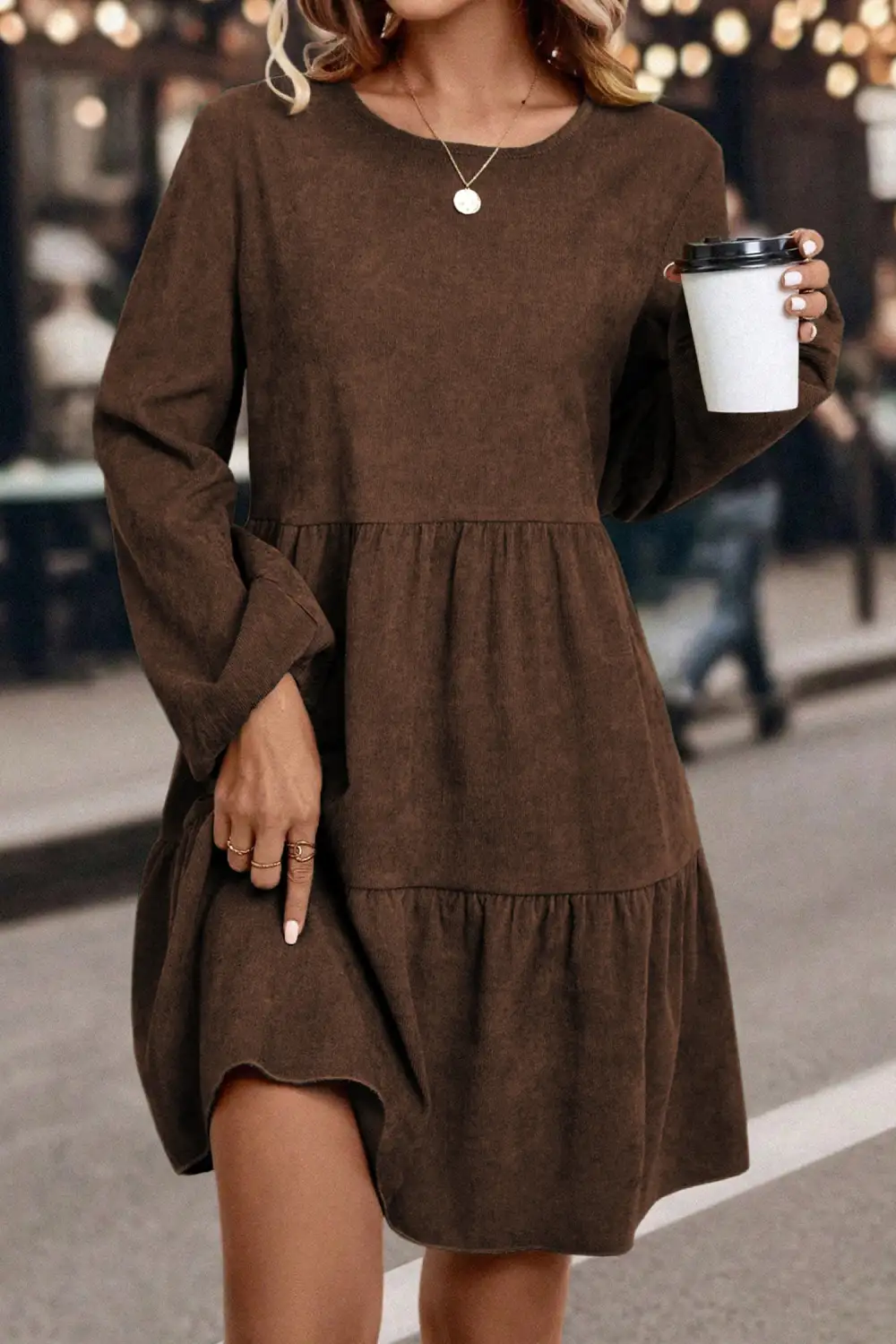 Balanced Tiered Tie Detail Mini Dress