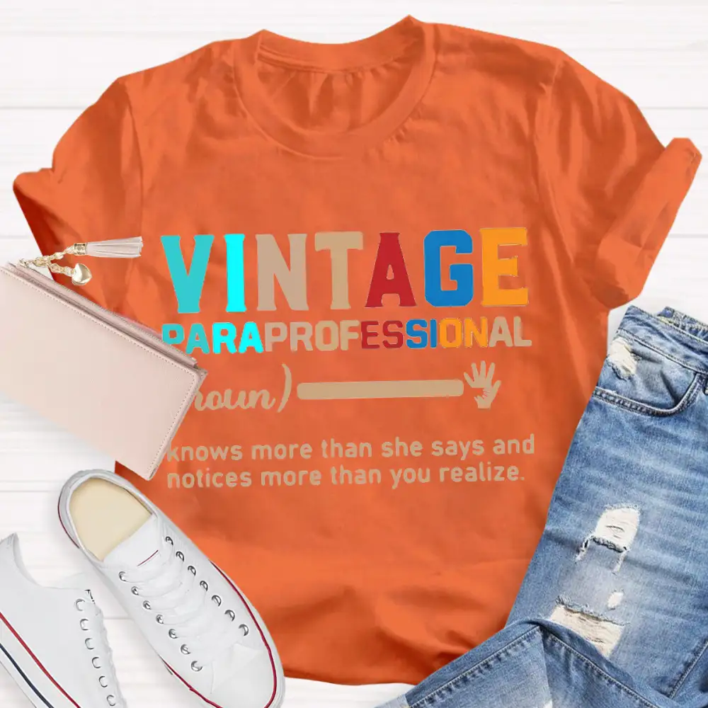 Vintage Paraprofessional Teacher T-Shirt