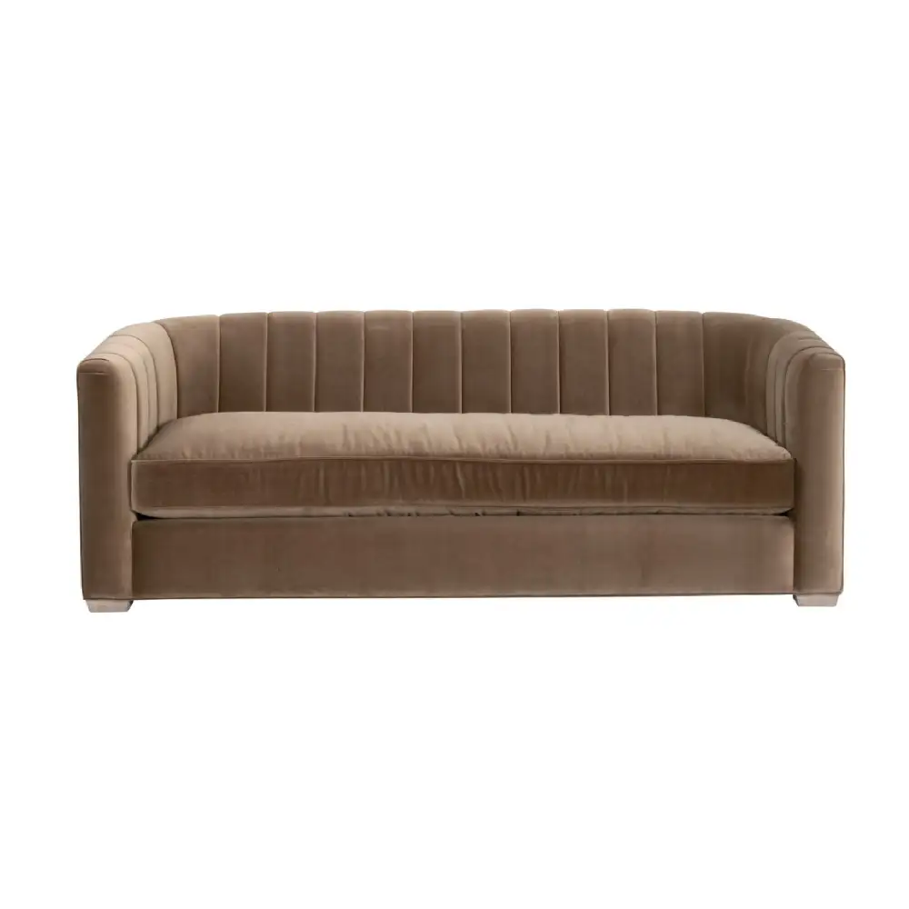 Channel-Back Velvet Sofa