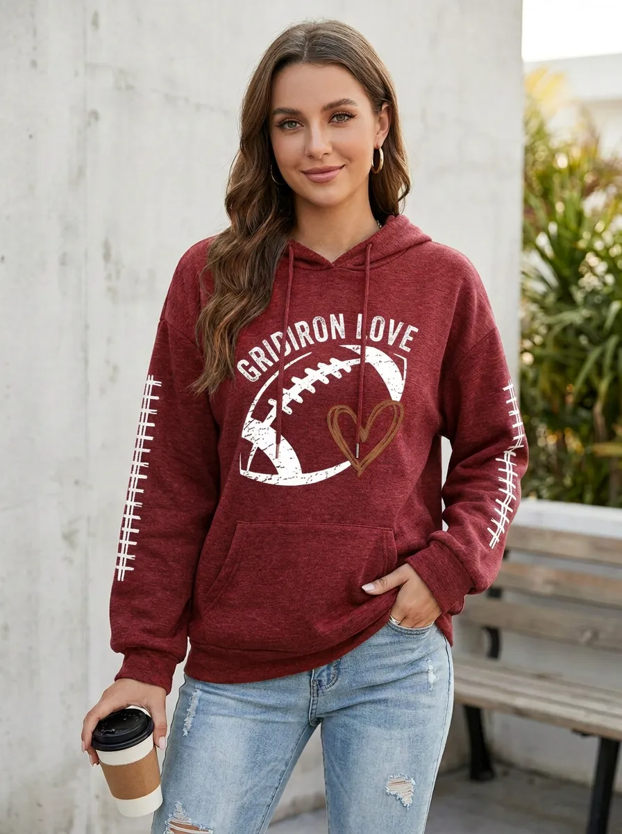 Women's Gridiron Love Heart Graphic Hoodie
