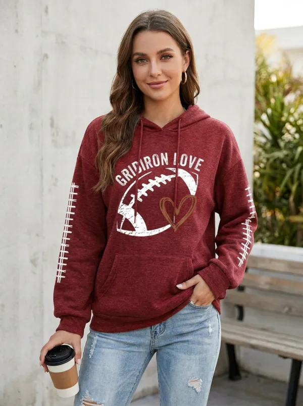 Women's Gridiron Love Heart Graphic Hoodie