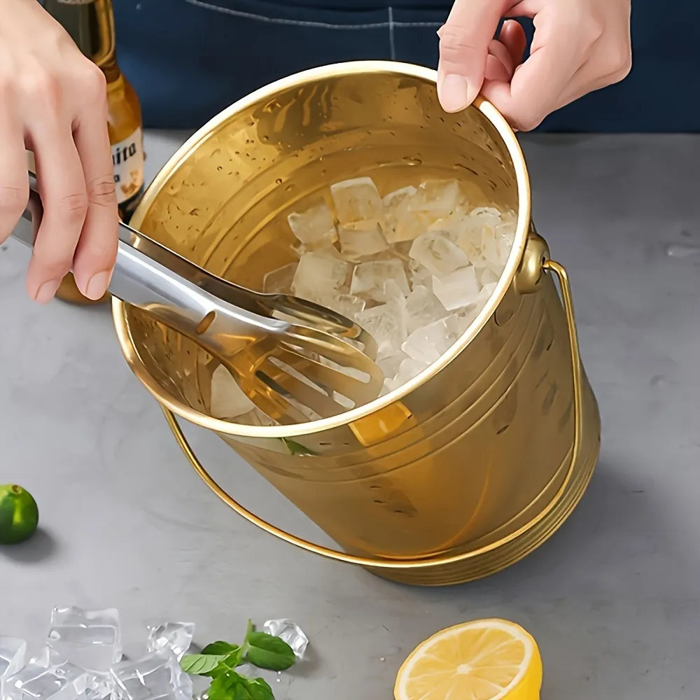 Dual-Color Stainless Steel Cold Drink Ice Bucket