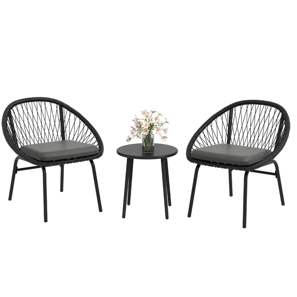 Cushioned Rattan Garden Bistro Set