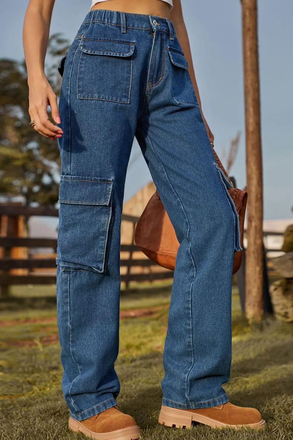 Washed Loose Fit Pocketed Denim Jeans