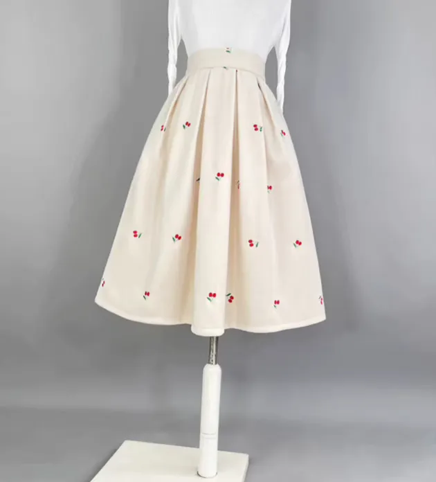 Textured Wardrobe Everyday Casual Embroidered Skirt