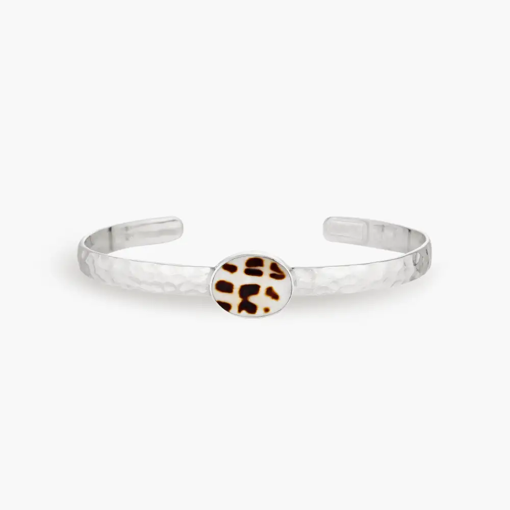 Cone Shell Hammered Silver Cuff