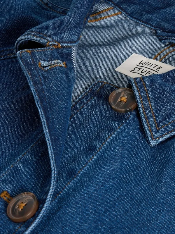 Cotton Denim Collared Coat