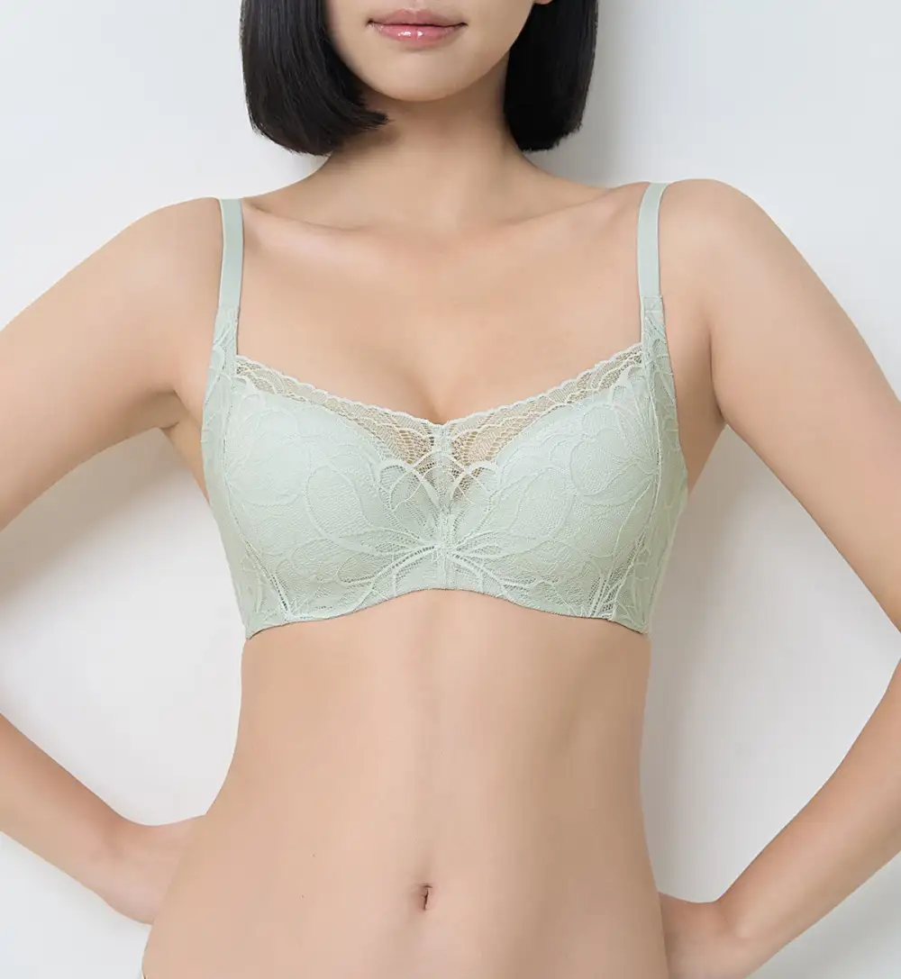 Women's Minimal Wired Half-Cup Push-Up Lace Seamless Bra