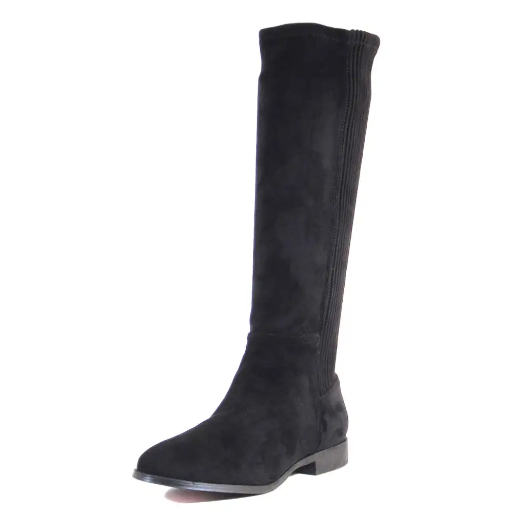 Stretch Back Pull On Knee High Boots