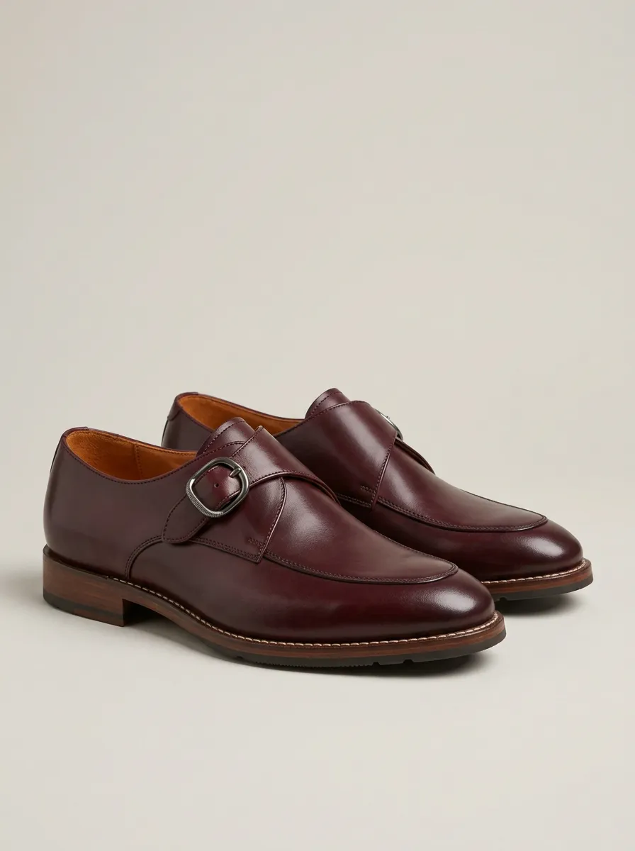Men's Classic Leather Single Monk Strap Shoes